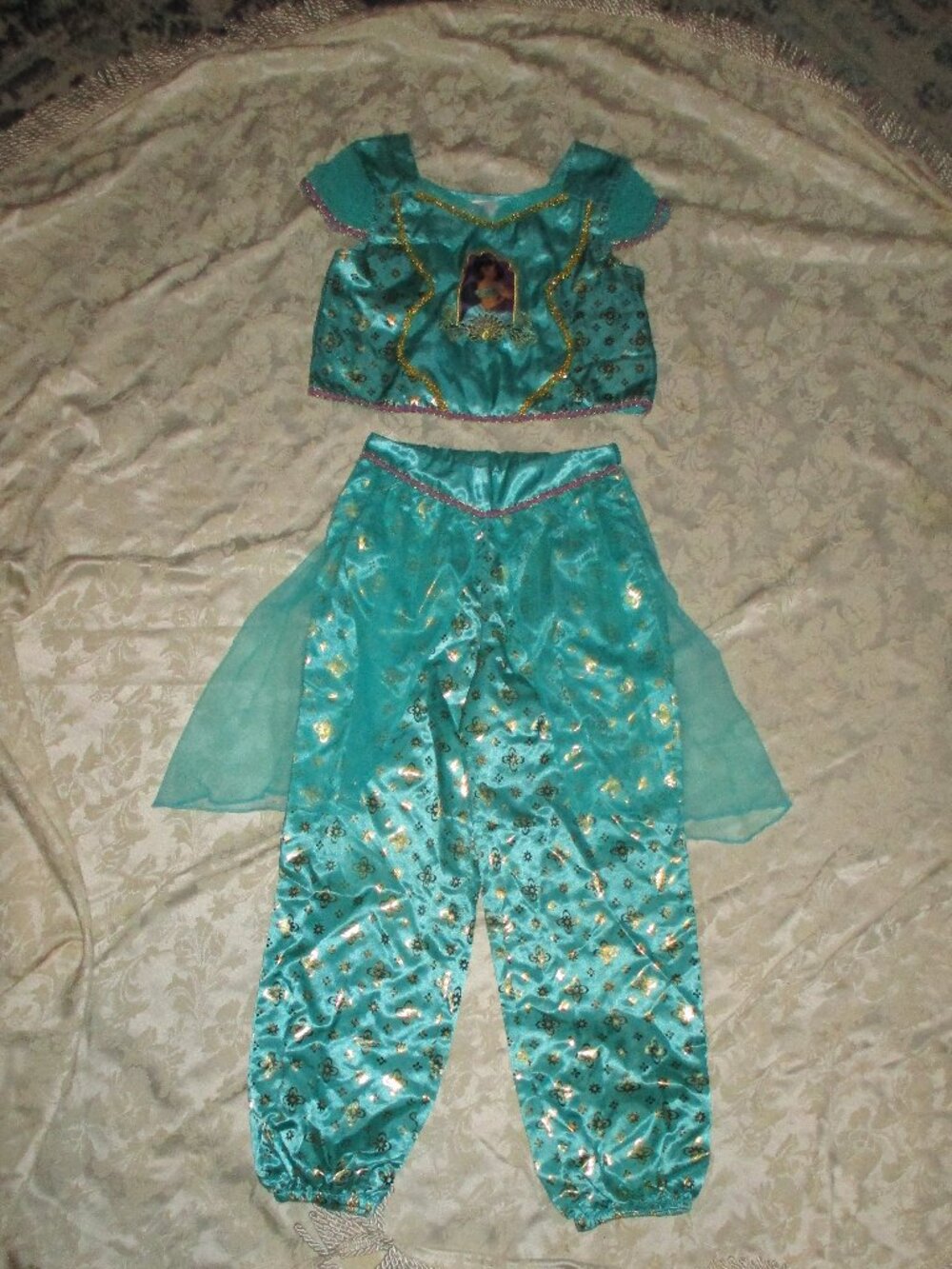 Disney Store 2p Jasmine Teal Gold costume size 7/8